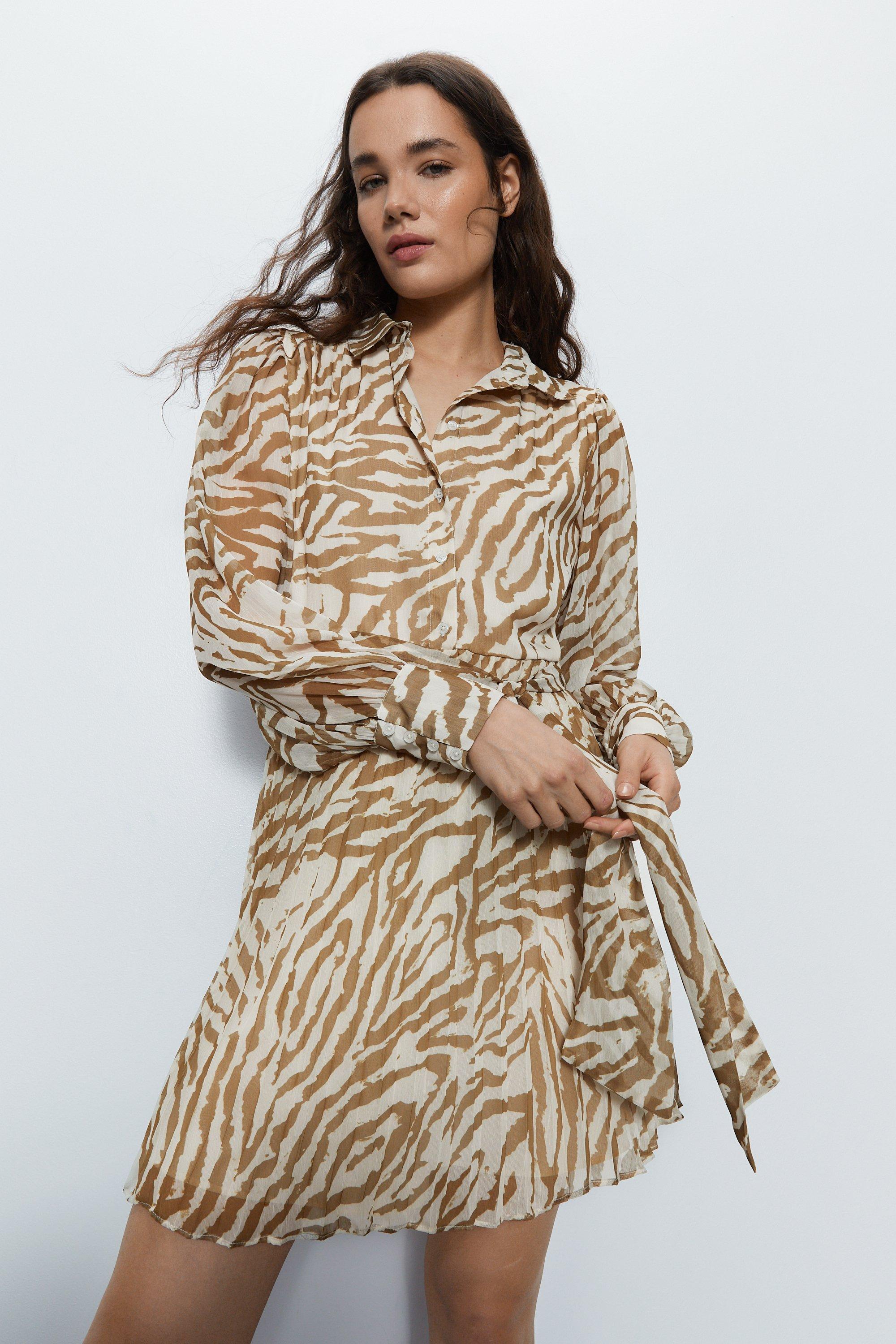 Warehouse zebra sales print shirt dress