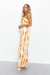 Warehouse Petite Abstract Print Satin Cowl Strappy Jumpsuit thumbnail 3