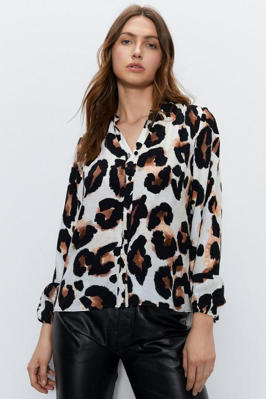 Warehouse Leopard Print Long Sleeve Blouse 1