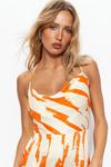 Warehouse Abstract Print Satin Cowl Strappy Jumpsuit thumbnail 2