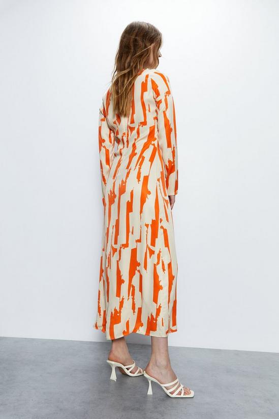 Warehouse Abstract Print Satin Split Column Dress 5