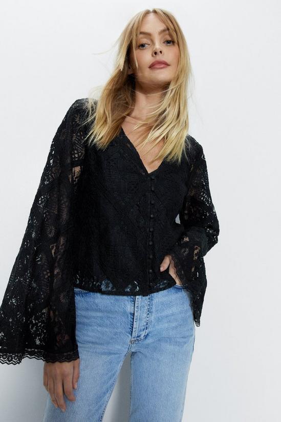 Warehouse Lace Covered Button Top 1