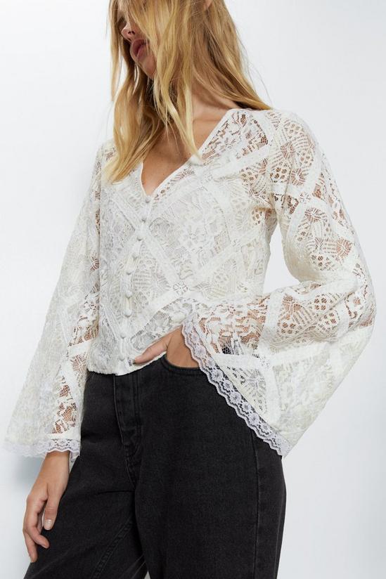 Warehouse Lace Covered Button Top 2