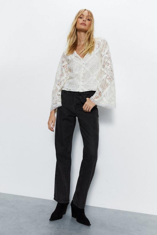 Warehouse Lace Covered Button Top 3