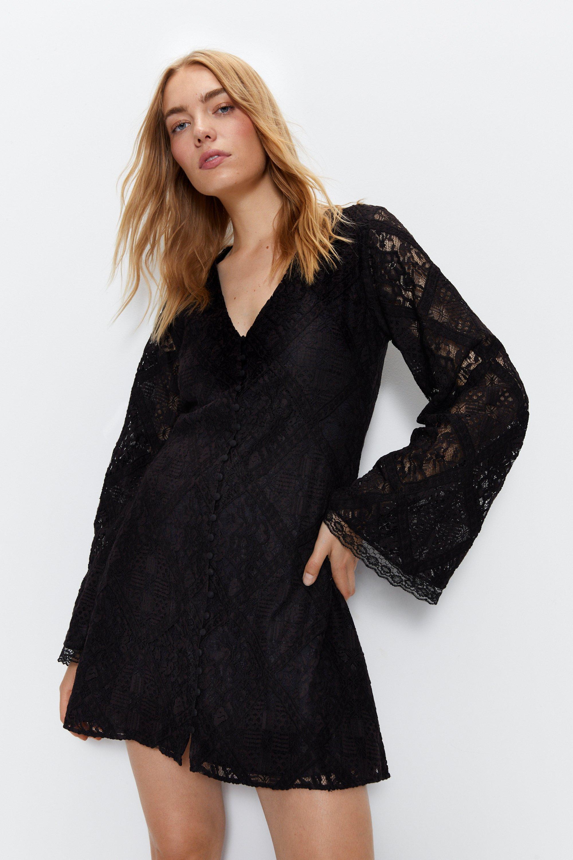 Flare sleeve lace outlet dress