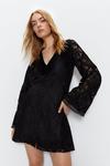 Warehouse Lace Covered Button Flared Sleeve Mini Dress thumbnail 1