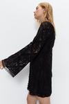 Warehouse Lace Covered Button Flared Sleeve Mini Dress thumbnail 2