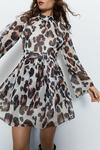Warehouse Leopard Tiered Chiffon Mini Dress thumbnail 2