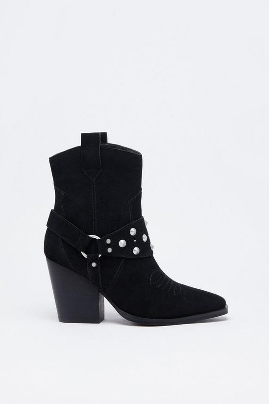 Warehouse Suede Harness Detail Ankle Cowboy Boot 1