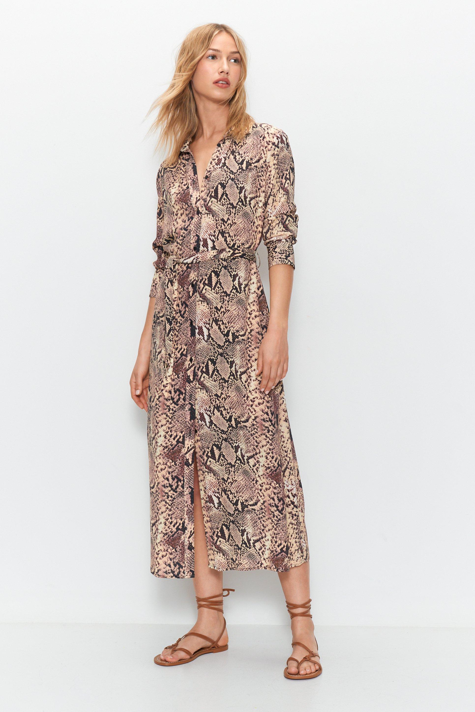 Long snake print shirt dress online