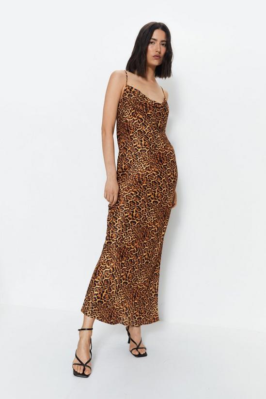 Warehouse Leopard Print Cowl Slip Dress 1