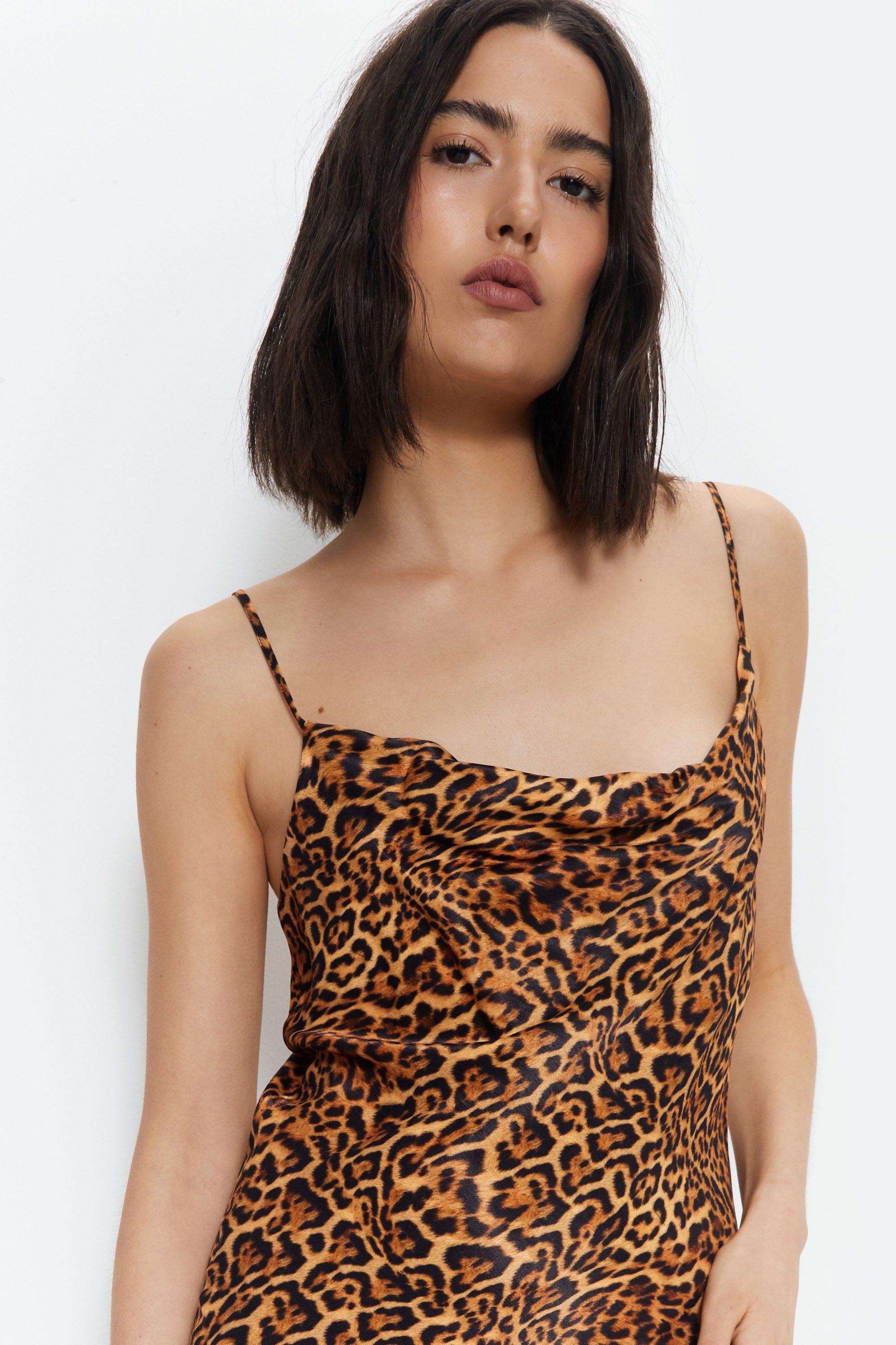 Leopard print outlet cowl dress