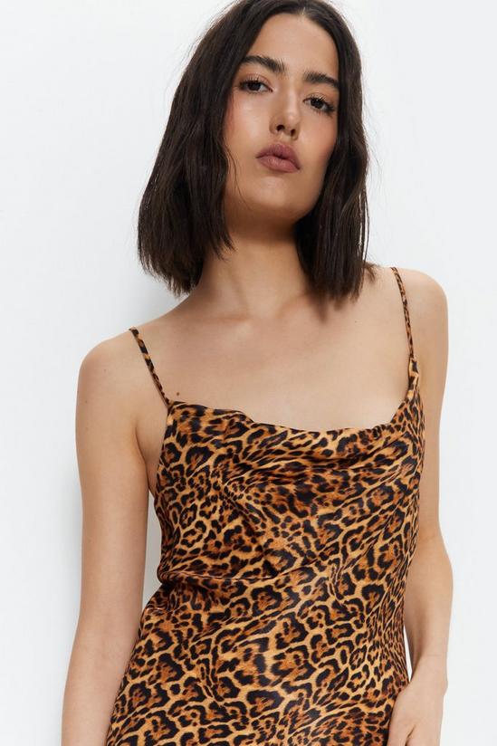 Warehouse Leopard Print Cowl Slip Dress 3