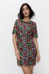 Warehouse Sequin Checkerboard Short Sleeve Mini Dress thumbnail 1