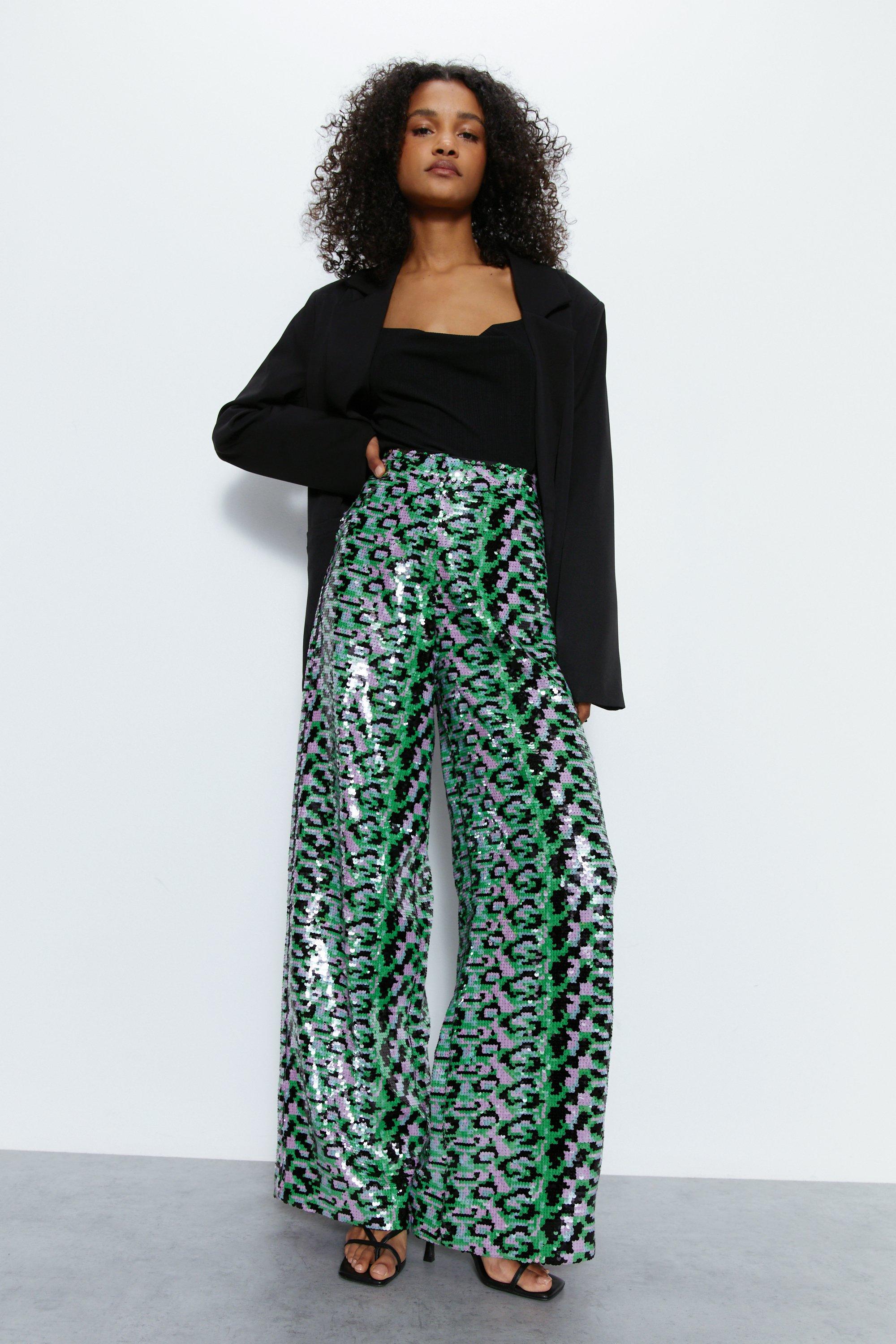 Leopard print on sale wide leg trousers