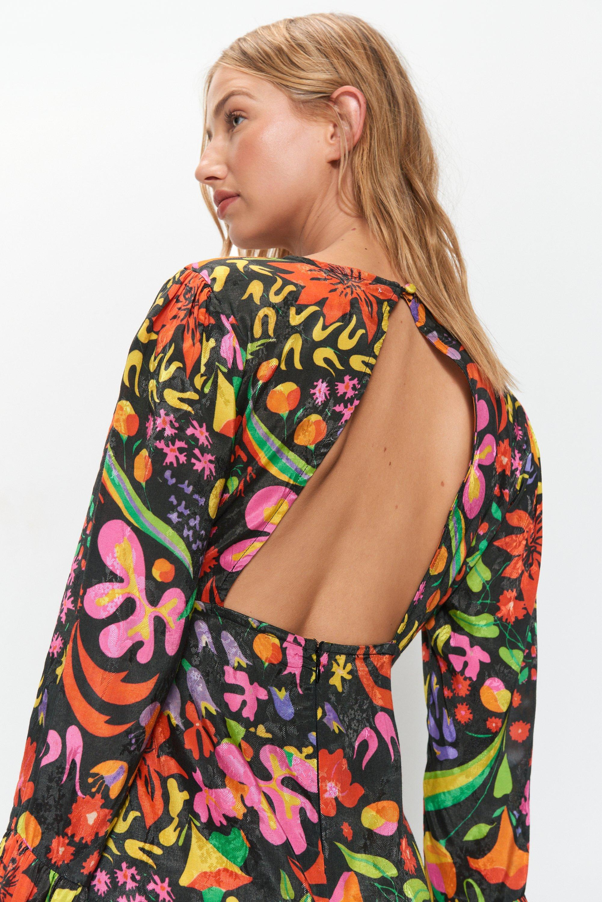 Long Sleeve Jacquard Floral Long Dress – Diva's Den Fashion, LLC