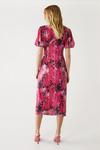Warehouse Printed Sequin Puff Sleeve Ruched Midi Dress thumbnail 4