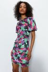 Warehouse Abstract Printed Sequin Ruched Mini Dress thumbnail 1