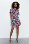 Warehouse Abstract Printed Sequin Ruched Mini Dress thumbnail 3