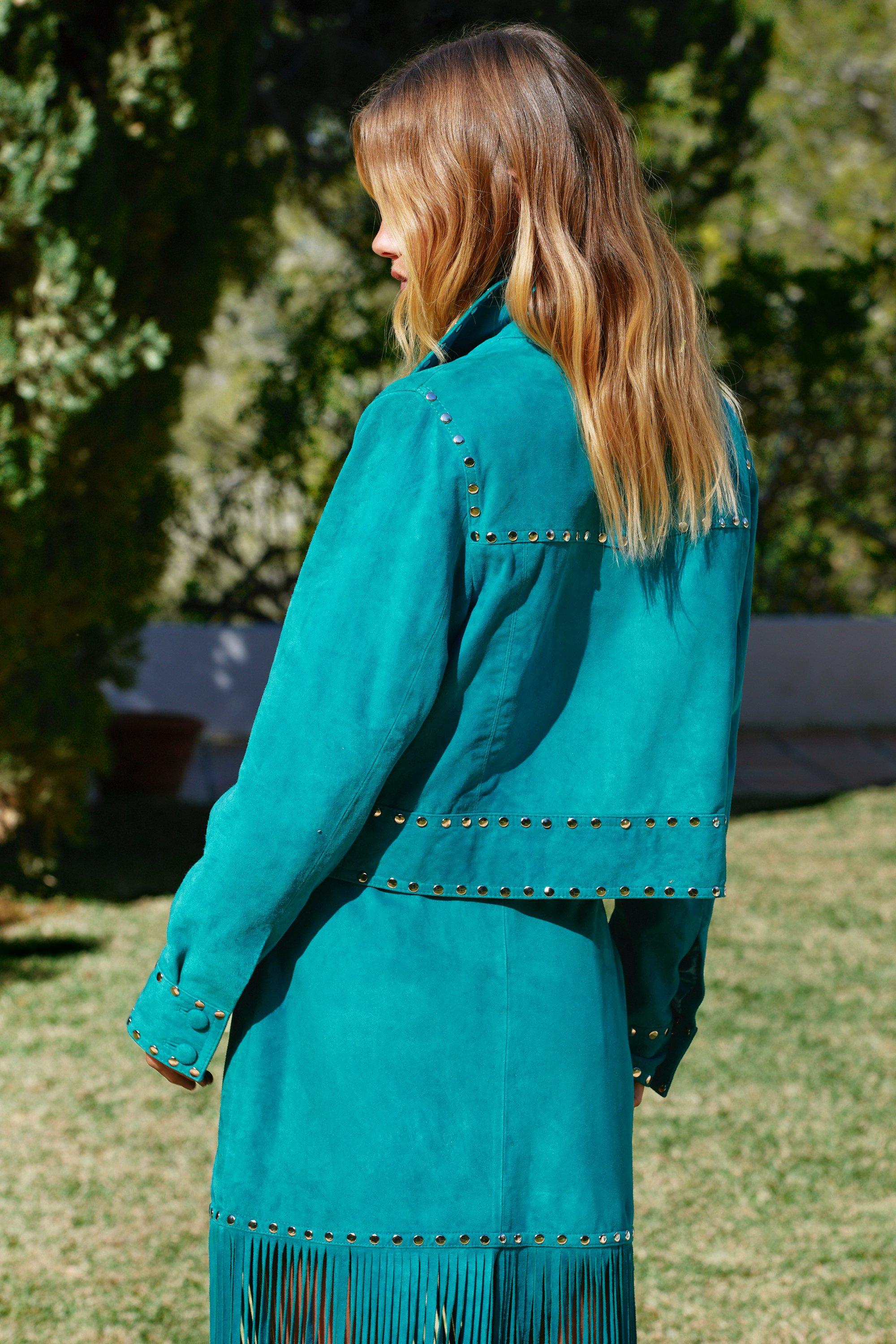 Turquoise clearance fringe jacket