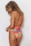 Warehouse Abstract Print Shirred Strappy Back Swimsuit thumbnail 4