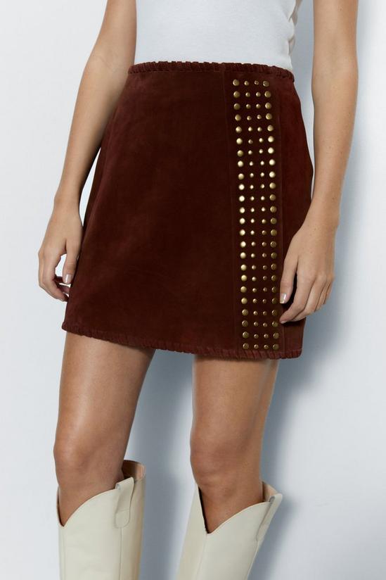 Warehouse Real Suede Studded Panel Mini Skirt 1