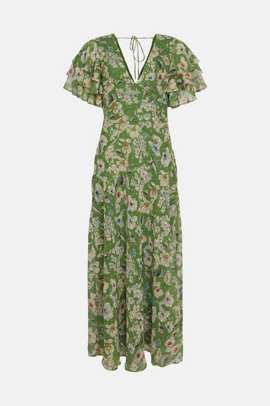 Warehouse Daisy Floral Print Chiffon Maxi Dress 4