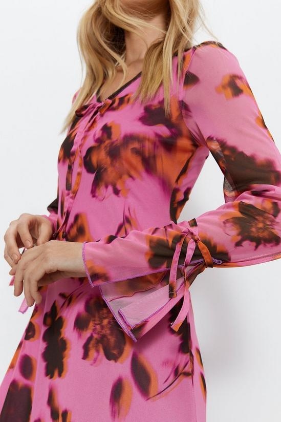 Warehouse Floral Print Tie Front Flute Sleeve Midi Dress 2