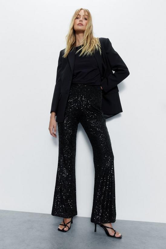 Warehouse Sequin Flared Pants 1