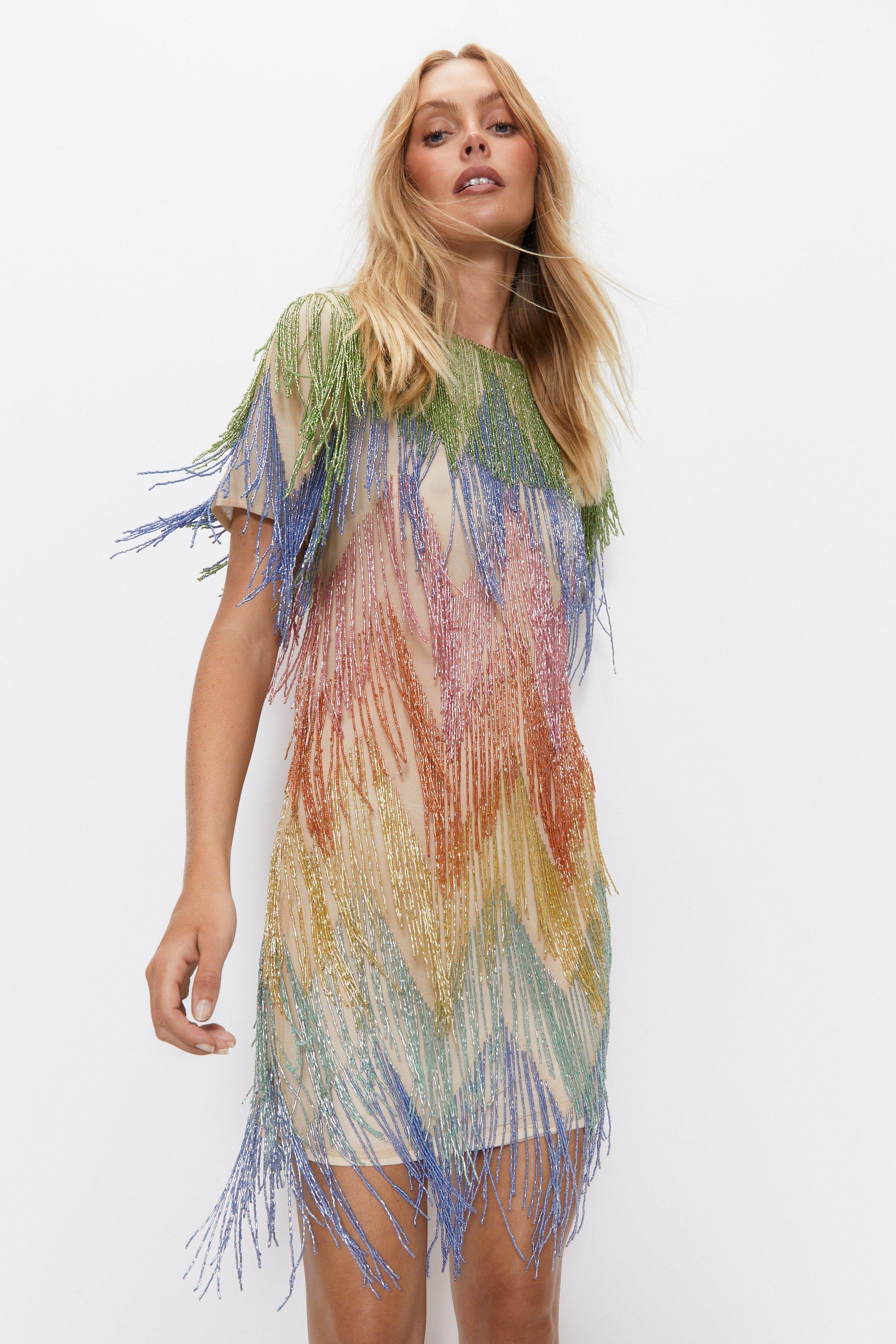 Warehouse rainbow sequin outlet dress