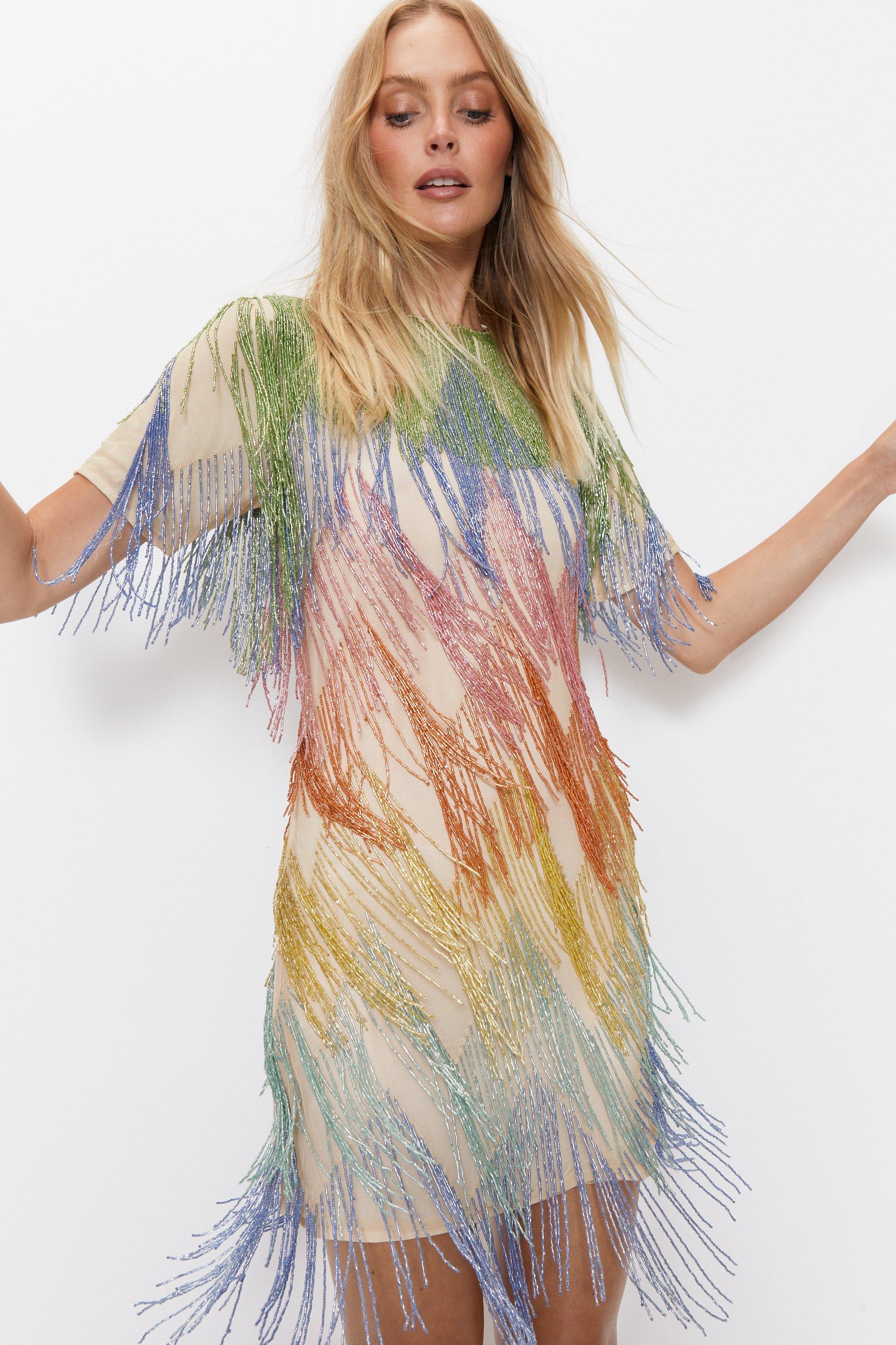 Warehouse rainbow hot sale hot dress