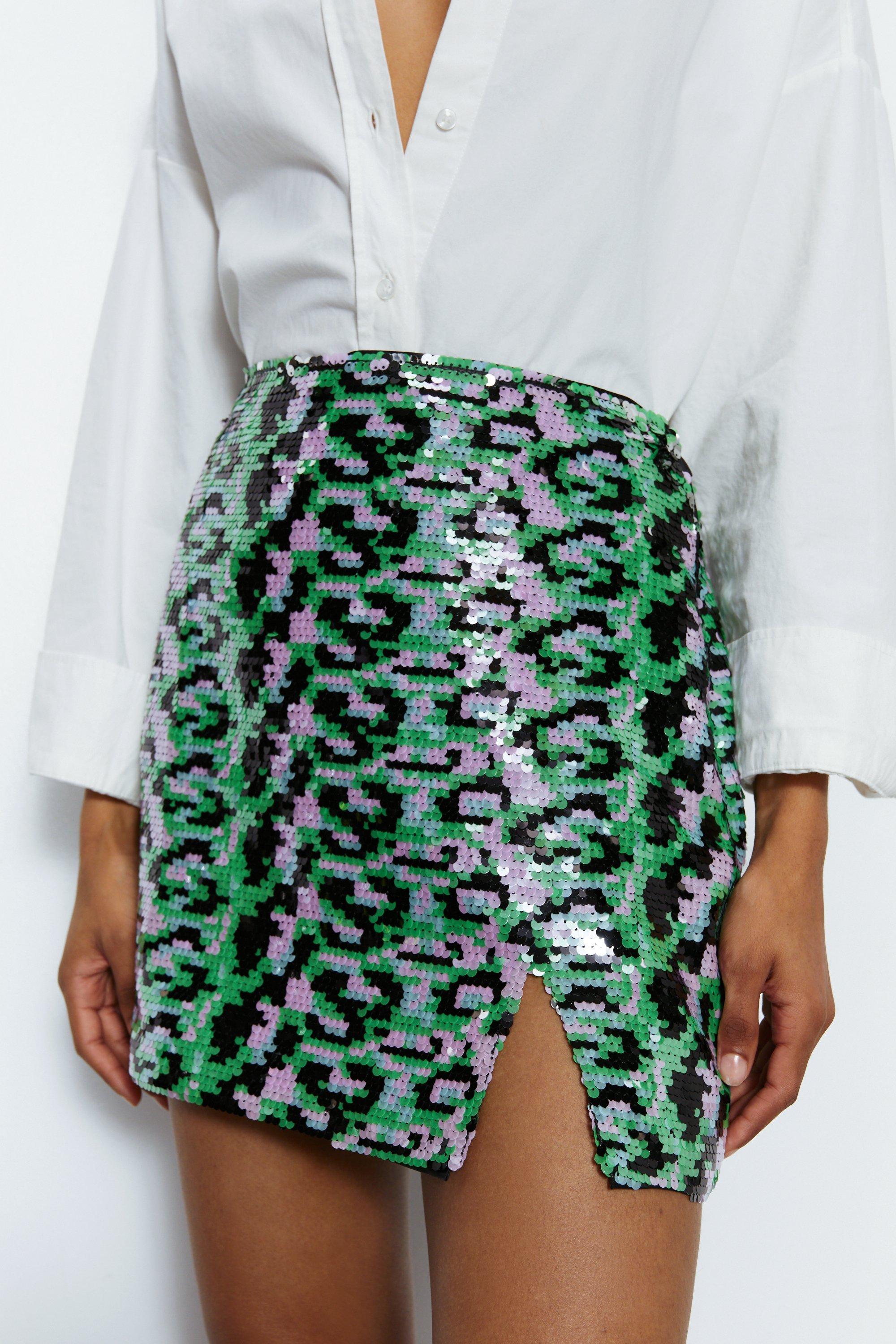 Womens Premium Tailored Sequin Mini Skirt - multi