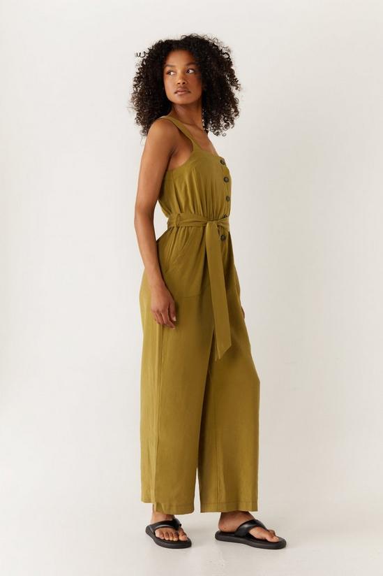 Warehouse Petite Belted Button Through Utility Jumpsuit 3