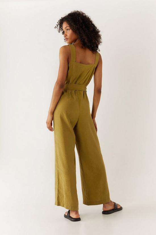 Warehouse Petite Belted Button Through Utility Jumpsuit 4