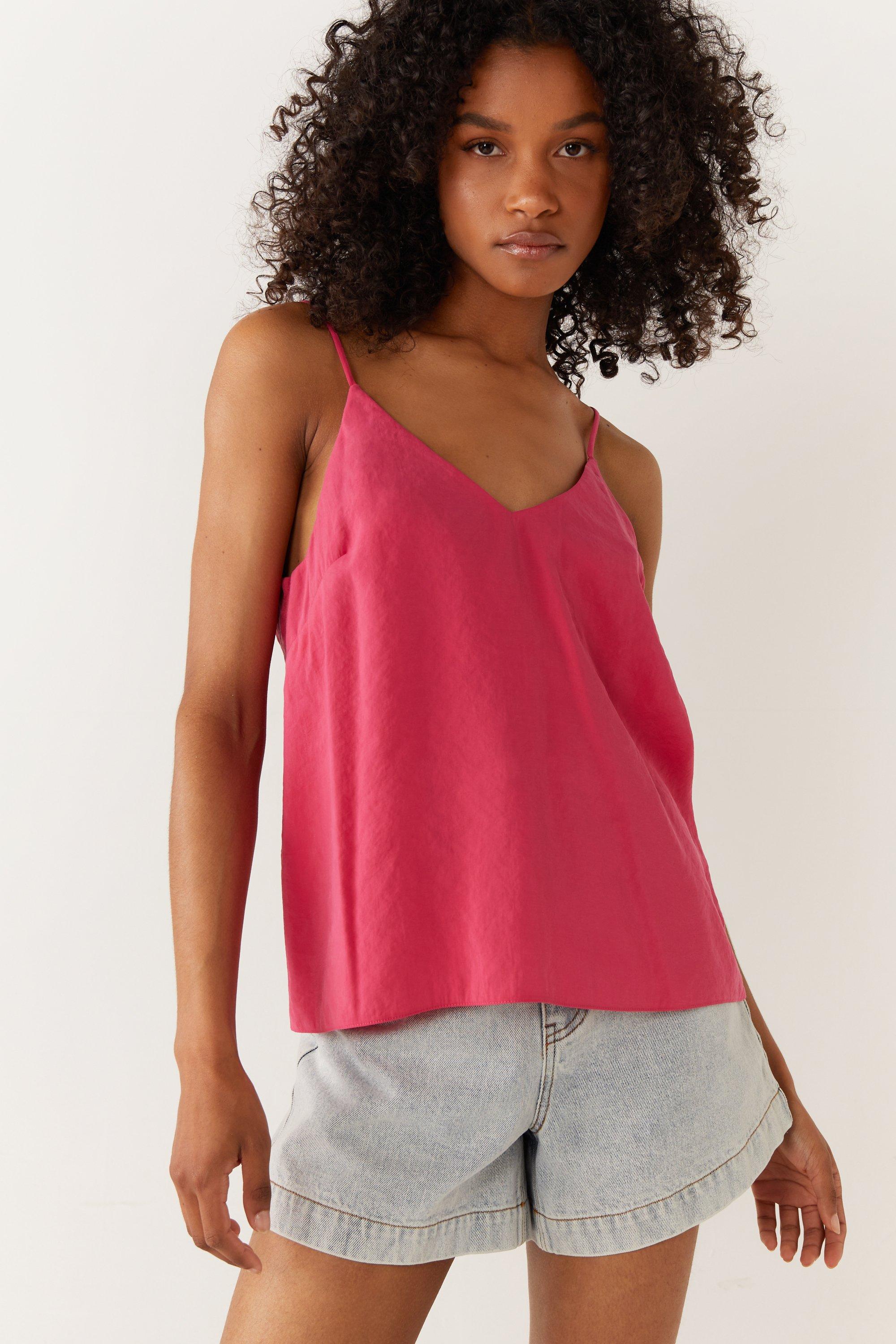 Tops | Strappy V Neck Textured Cami Top | Warehouse