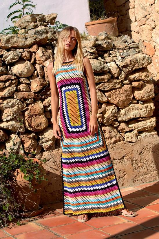 Warehouse Multicolor Crochet Maxi Dress 3