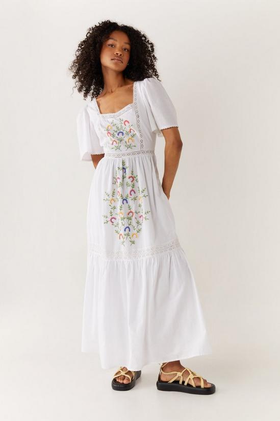 Warehouse Floral Embroidered Tiered Tunic Dress 1