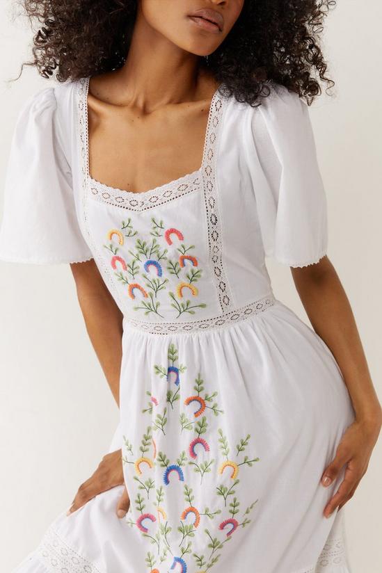 Warehouse Floral Embroidered Tiered Tunic Dress 2