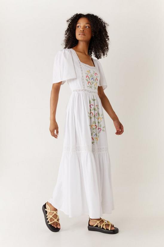 Warehouse Floral Embroidered Tiered Tunic Dress 3