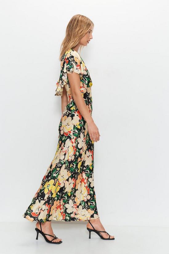 Warehouse Dark Floral Fluted Sleeve Maxi Tea Dress 3