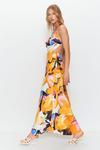 Warehouse Premium Satin Floral Strappy Back Maxi Dress thumbnail 3