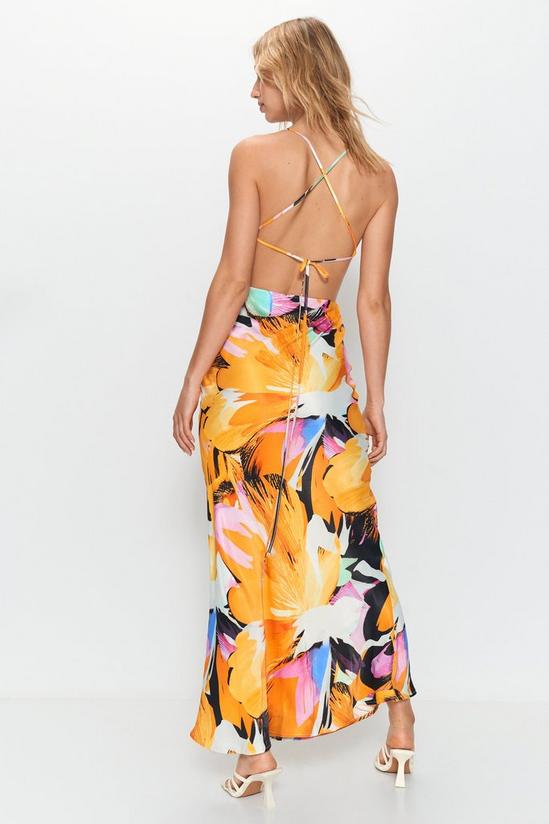 Warehouse Premium Satin Floral Strappy Back Maxi Dress 4