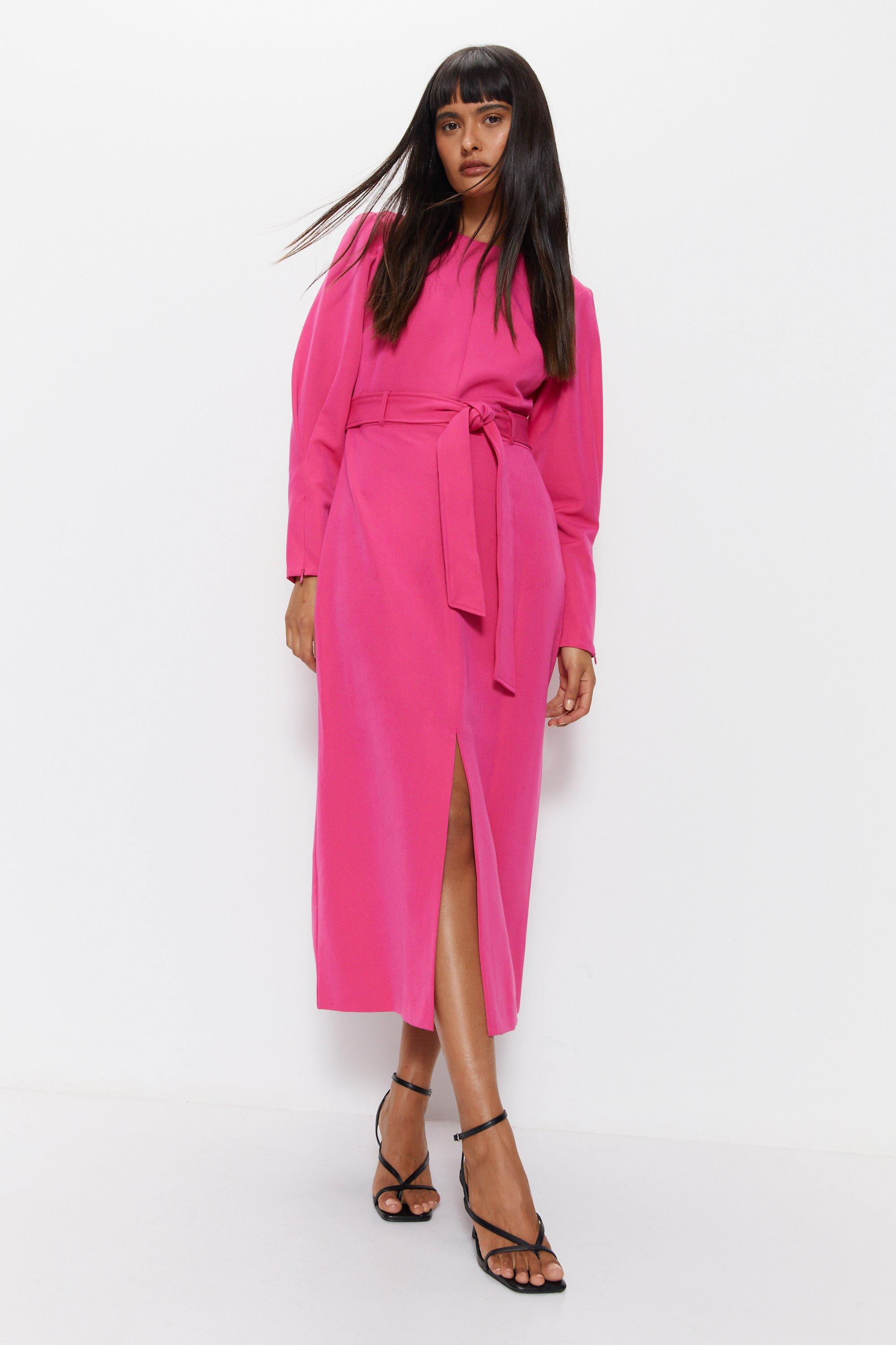 Womens Tailored Midi Dress - pink