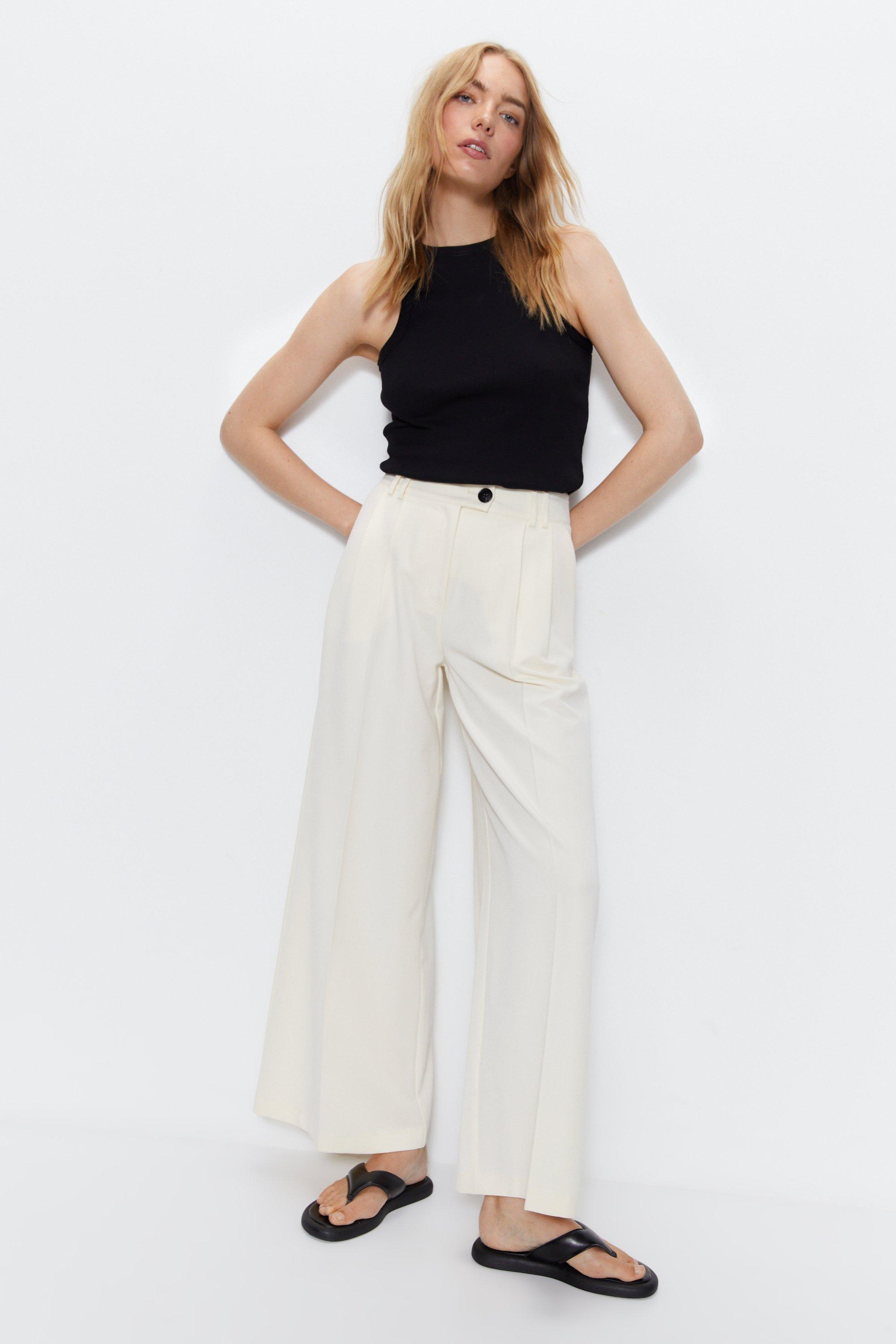 Petite Tailored Double Pleat Wide Leg Pants