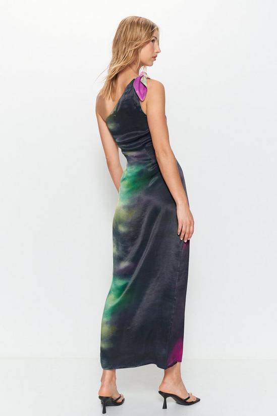 Warehouse Premium Satin Tie Dye One Shoulder Maxi Dress 4