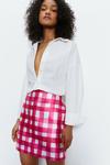 Warehouse Tailored Gingham Satin Twill Mini Skirt thumbnail 3