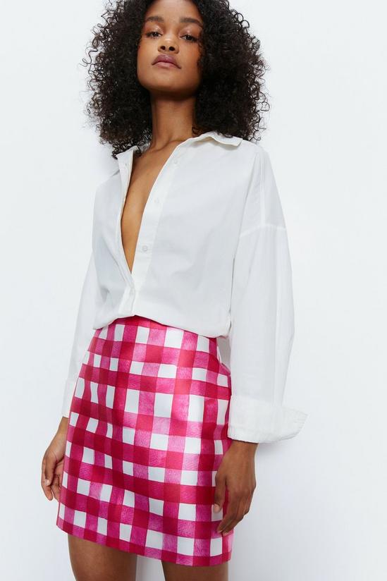 Warehouse Tailored Gingham Satin Twill Mini Skirt 3