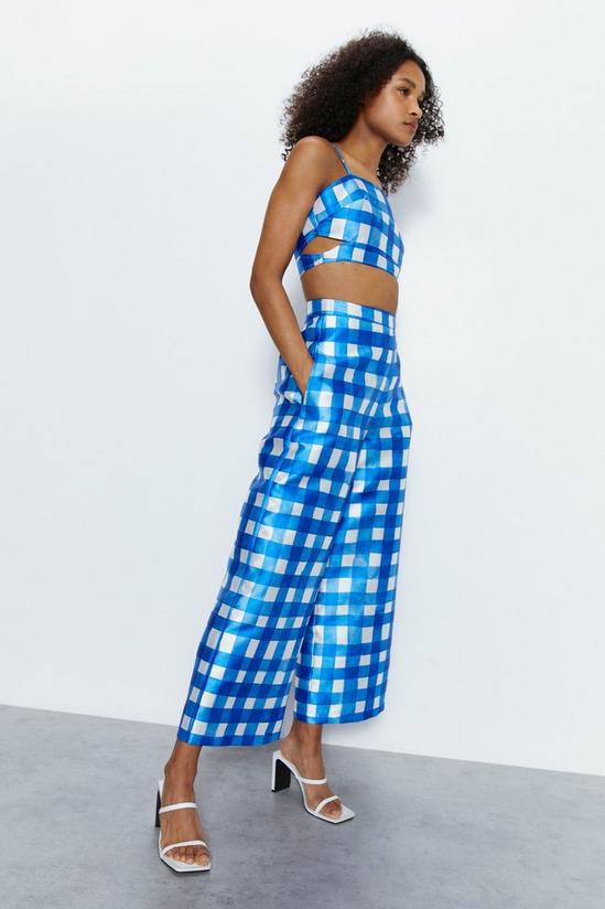 Warehouse Gingham Satin Twill Tailored Trousers 2