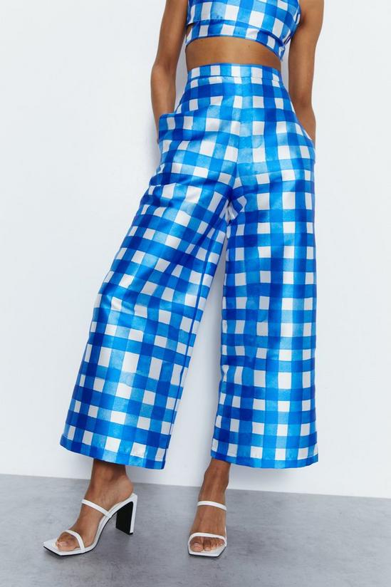 Warehouse Gingham Satin Twill Tailored Trousers 3