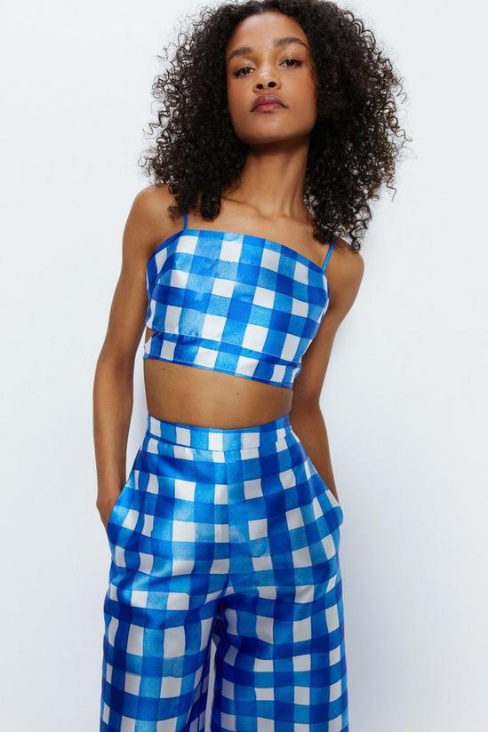 Warehouse Gingham Satin Twill Tailored Top 1